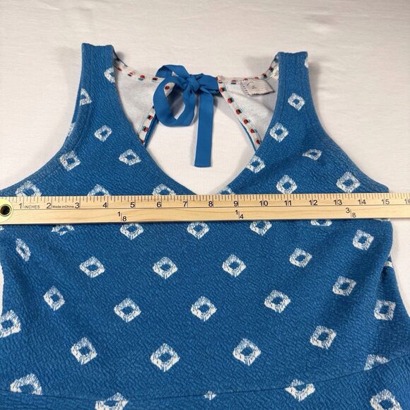 Anthropologie Top Postmark Blue Teal Peplum Sleeveless Bow Size‎ Small Festival - Picture 6 of 13